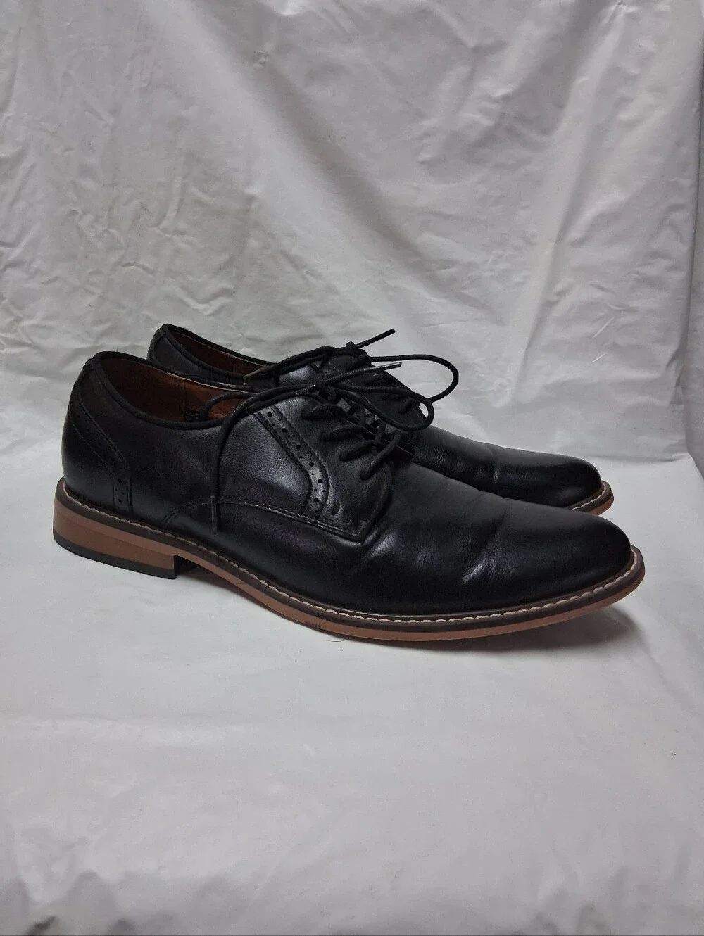 Steve Madden Ortholite Men's Black Leather Derby Shoes Size 9 Preowned